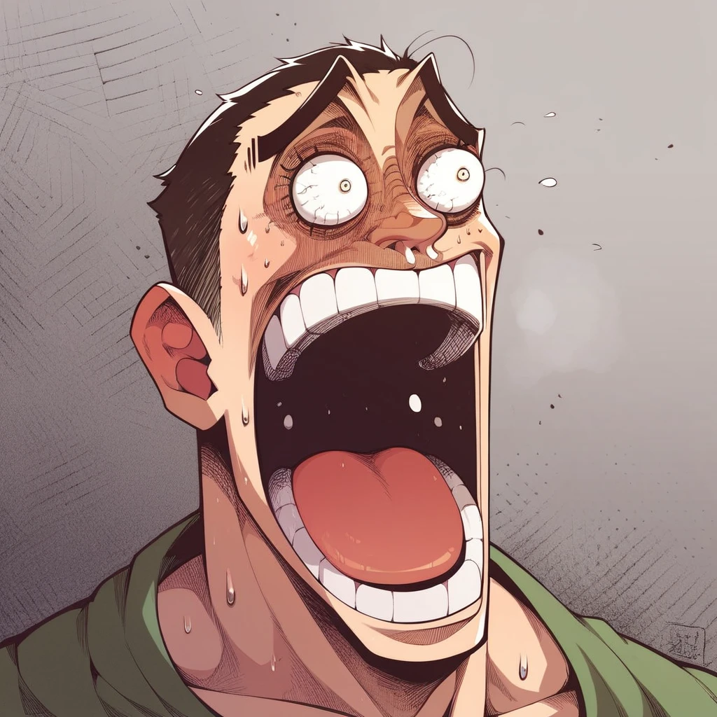 <lora:xl_exaggerated surprised expression(pony)-000015:1>,enel face,open mouth,sweat,teeth,wide-eyed,constricted pupils, score_9,_up score_8_up,up score_7_up,up score_6_up,