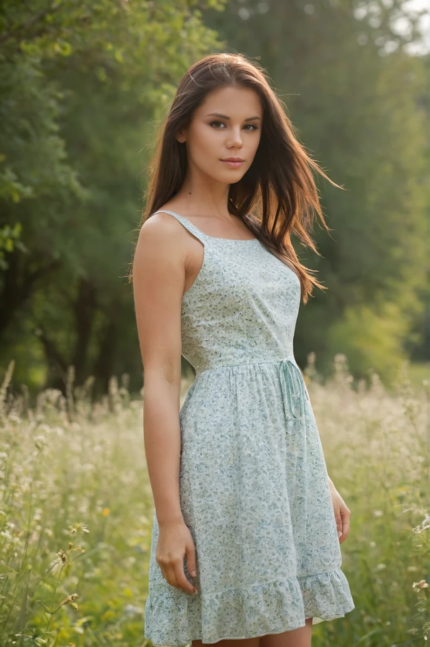 <lora:little caprice sdxl-000005:1> lcaprice, floral print sundress, in a meadow, bokeh, <lora:add-detail-xl:0.8>