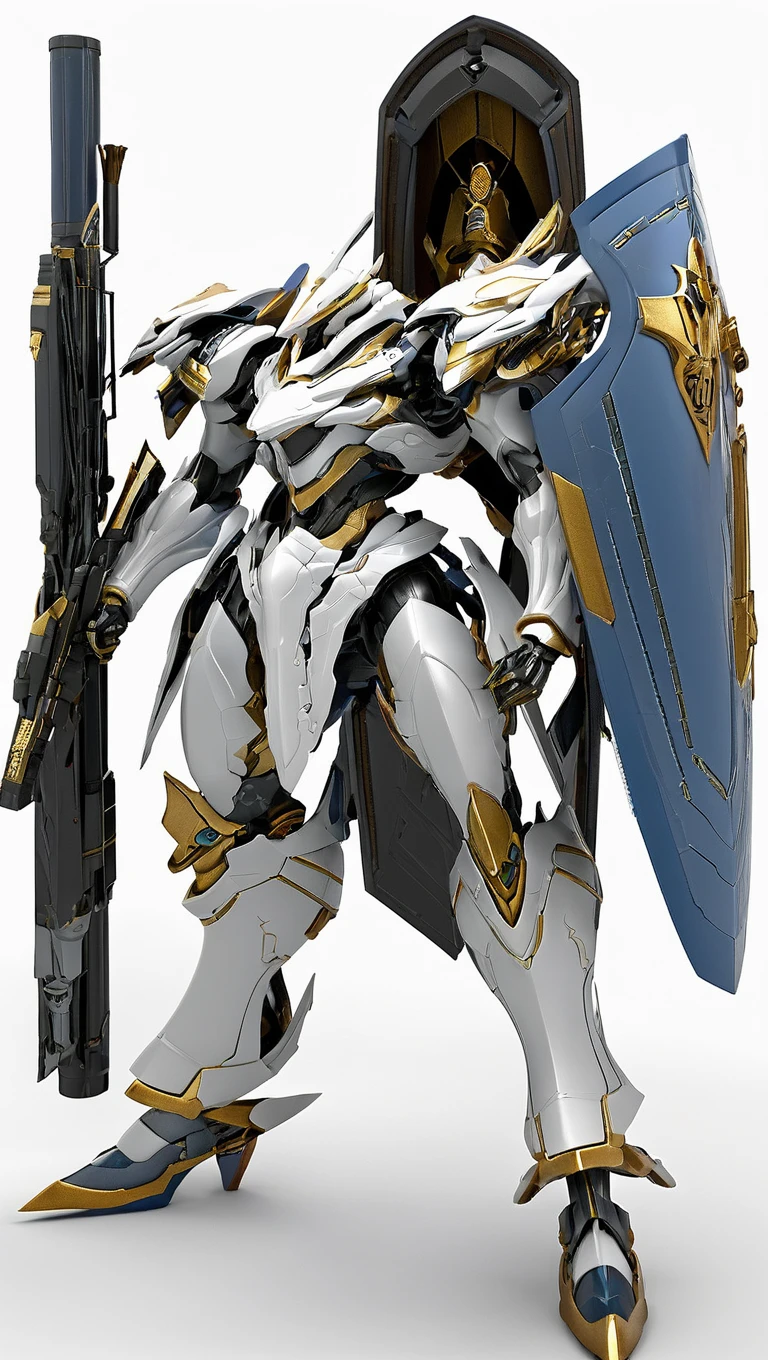 professional 3d model of (S-RRS:1),warframe,mecha,(science fiction:1),(detailed Sharply designed armor:1.2),(very biggest size mecha:1.6),mecha armor,full armor,glowing eyes,(full body:1.2),mechanical parts,robot joints,(holding huge weapon:1.5),(huge mechanical shield:1.2),best quality,masterpiece,highly detailed,ultra-detailed,(huge mechanical weapon:1.3),(detailed weapon:1.2),(huge mechanical gun:1.2),<lora:srdxl_v2_5a1:0.8>,, octane render, highly detailed, volumetric, dramatic lighting