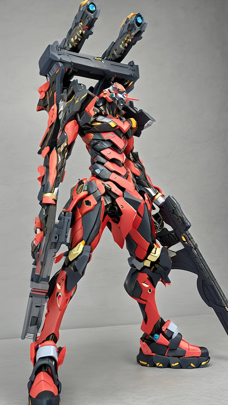 professional 3d model of (EVAUNIT:0.8), mecha, robot,(science fiction:1),(very biggest size mecha:1.6),glowing eyes,(full body:1.2),mechanical parts,robot joints,(holding huge weapon:1.5),best quality,masterpiece,highly detailed,ultra-detailed,(huge mechanical weapon:1.3),(detailed weapon:1.2),(huge mechanical gun:1.2),<lora:srdxl_v2_5a1:0.8>, octane render, highly detailed, volumetric, dramatic lighting