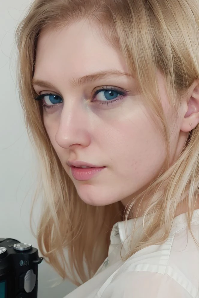 <lora:ArwenD:0.9> arwen_datnoid_v1, RAW photo, 8k uhd, dslr, high quality, film grain, Fujifilm XT3, blonde hair, (((super detailed face))), detailed eyes, pale skin, detailed hands, detailed skin, perfect breasts, (white shirt, blue jeans), medium close-up shot