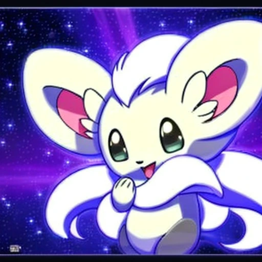 a cinccino play computer in starry sky  elegant lovely