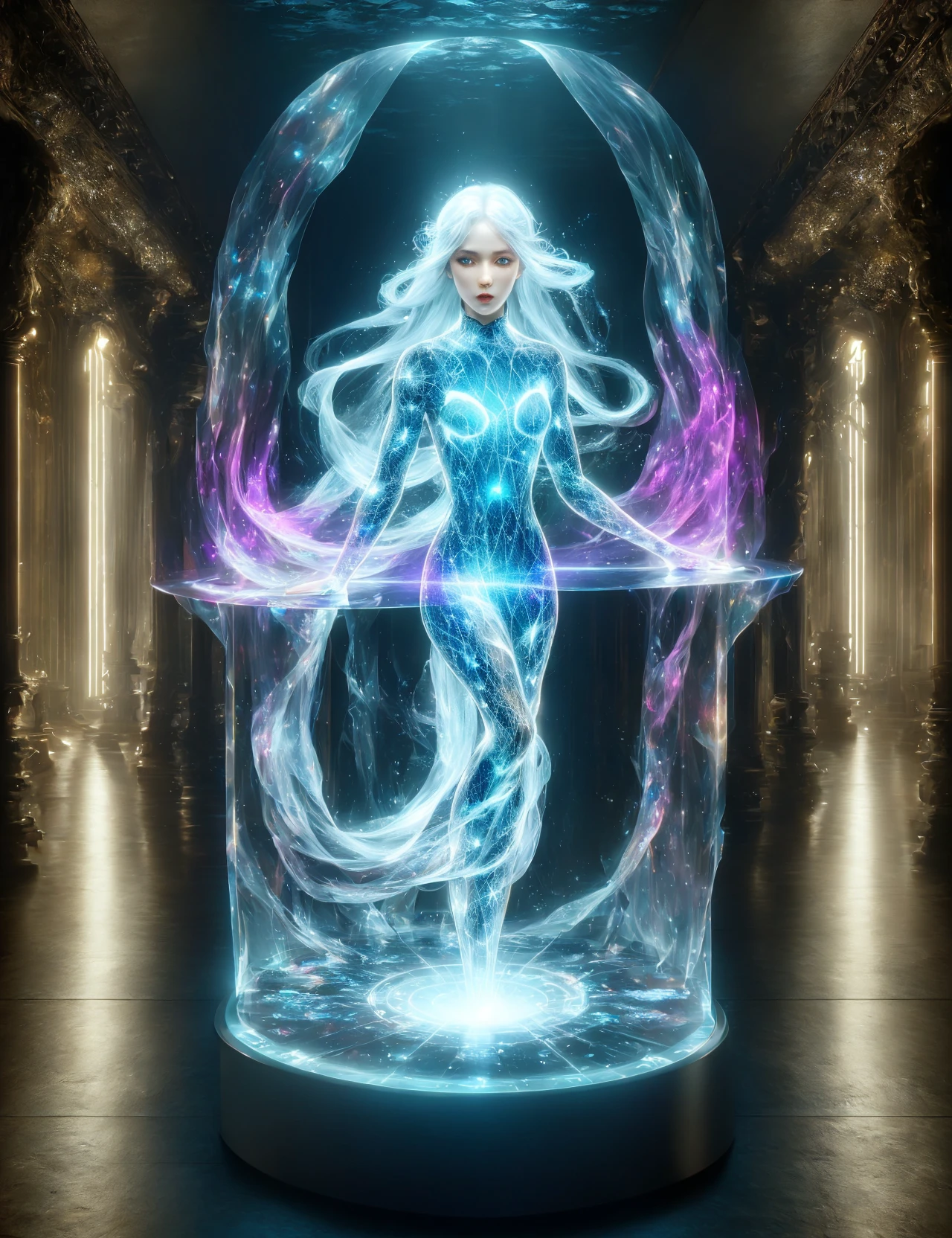 masterpiece, awesome quality, hyper detailed, DonMH010D15pl4y holographic display, female  siren, seductive and alluring creatures, greek mythology,beautiful,danger, temptation ,    <lora:DonMH010D15pl4y-000006:0.8>