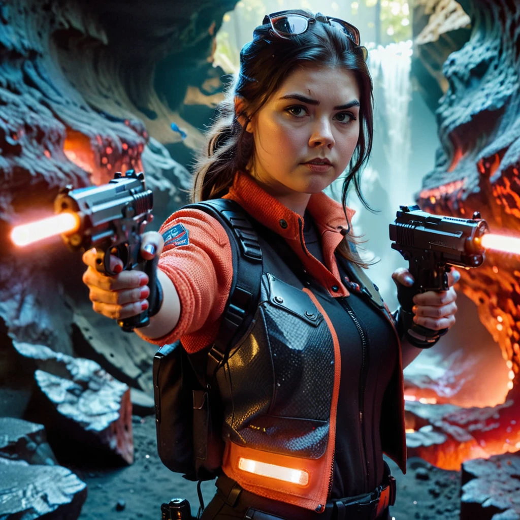 elisetrouw woman <lora:elise_sdxl_v1-000007merged9_3_7:1.0>
wearing (thick kevlar:1.3) vest, holding up dual blaster pistols, bokeh
(glowing:0.6) hot lava cave, dark background <lora:XL_Weapon_Dual_Pistols_-_By_HailoKnight:0.5>