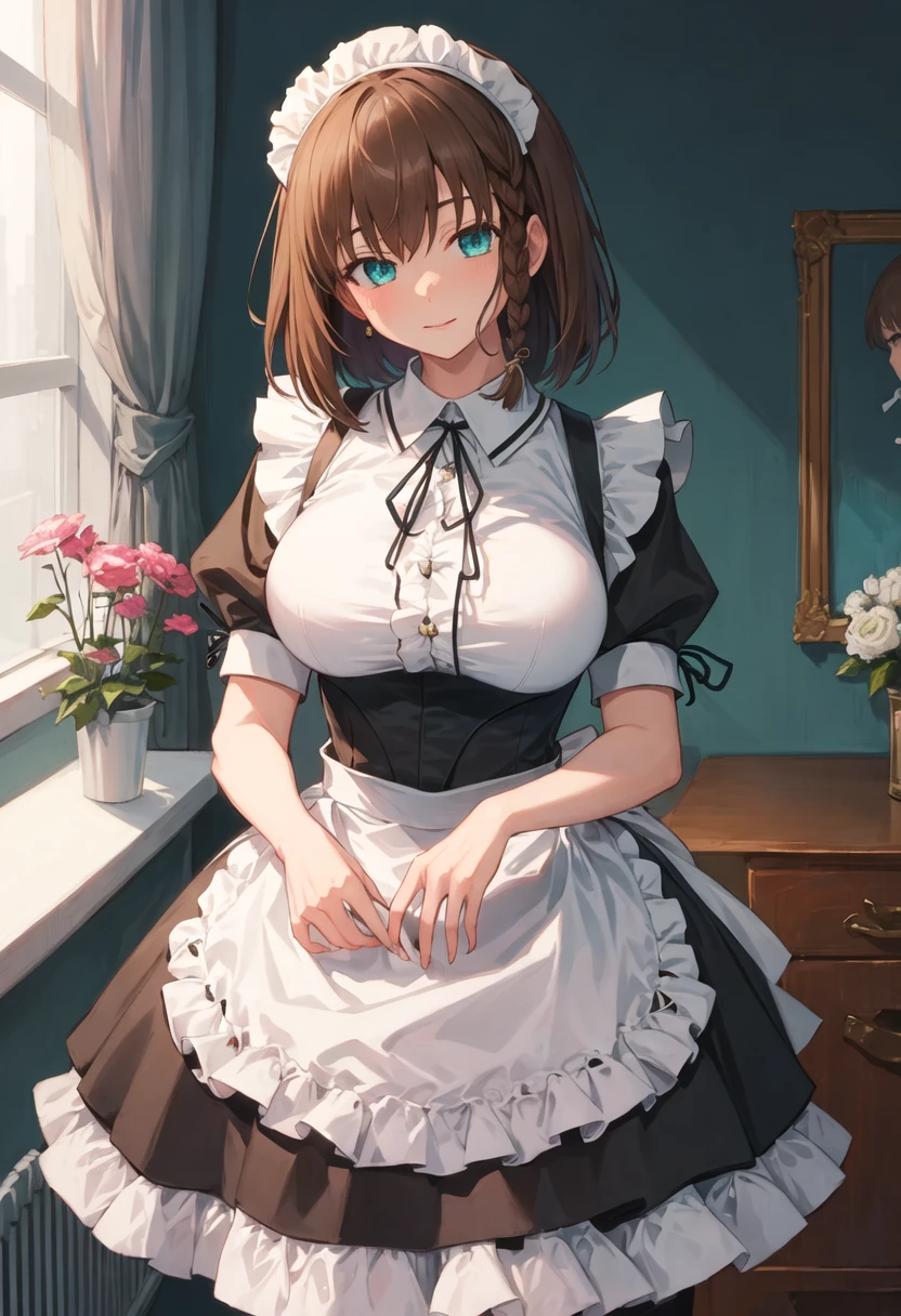 best quality, masterpiece, highres, solo, {charlotte_corday_fgo:0.90}, {maid:1.40}, {long maid dress:1.15}