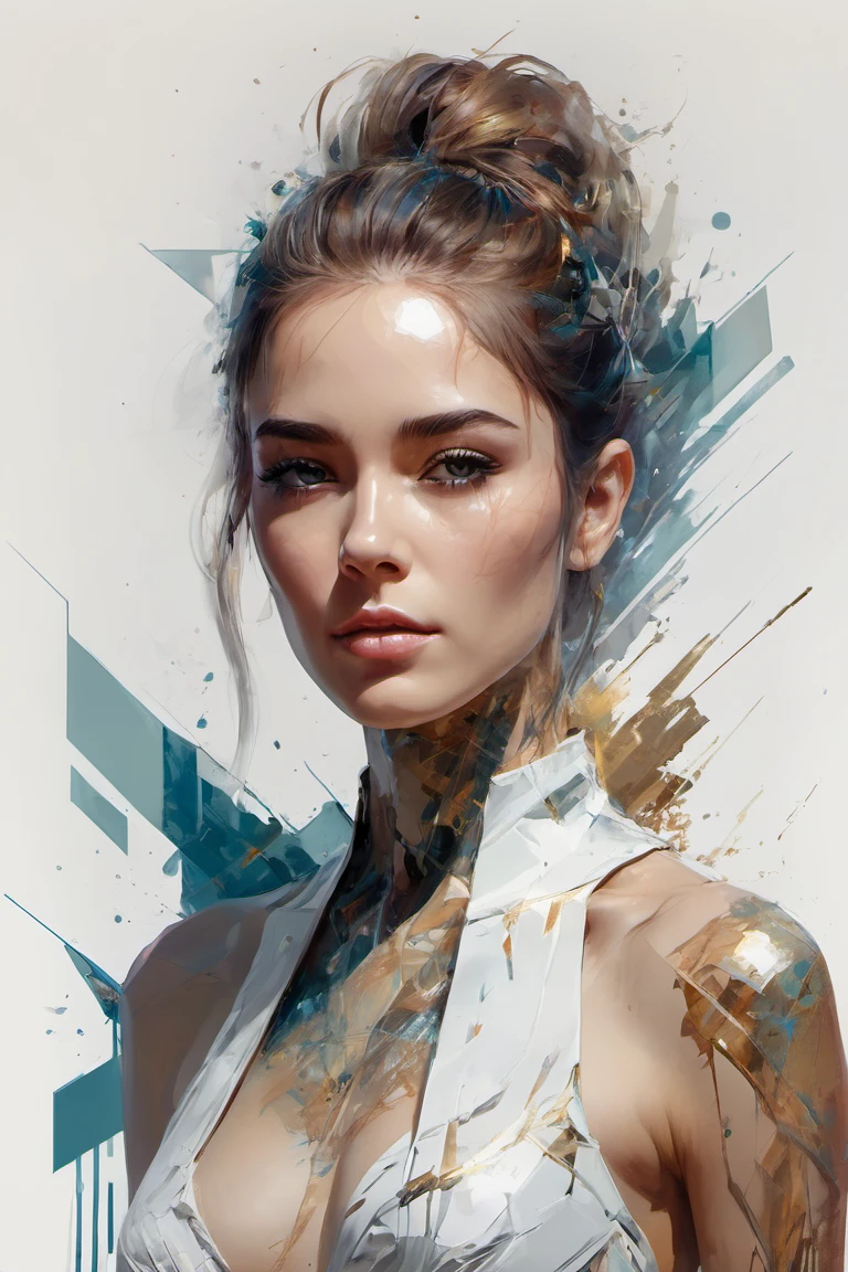 Coelho de Donnie in flawless centralization, standing posture exuding elegance, abstract beauty radiating from within, looking at the camera with a mesmerizing expression, highly detailed and polished, 8k high-definition resolution, illustration by Carne Griffiths and Wadim Kashin on a clean white background.