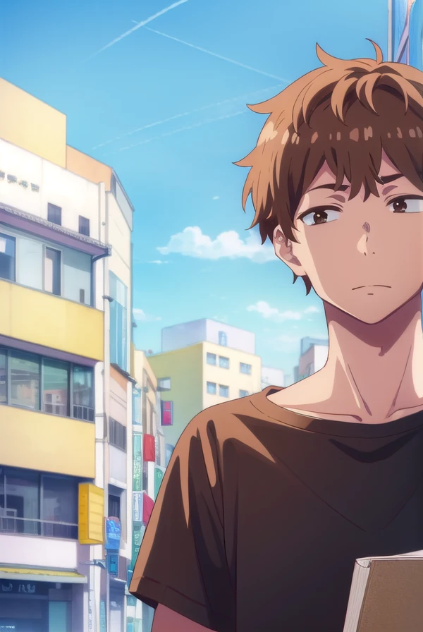 kazuyakinoshita, <lora:kazuya kinoshita s1-lora-nochekaiser:1>,
kazuya kinoshita, short hair, brown hair, (brown eyes:1.5), male focus,
BREAK shirt, long sleeves, collarbone, short sleeves, t-shirt,
BREAK outdoors, cityscape, sun, sky, clouds, people, crowd,
BREAK looking at viewer, (cowboy shot:1.5),
BREAK <lyco:GoodHands-beta2:1>, (masterpiece:1.2), best quality, high resolution, unity 8k wallpaper, (illustration:0.8), (beautiful detailed eyes:1.6), extremely detailed face, perfect lighting, extremely detailed CG, (perfect hands, perfect anatomy),