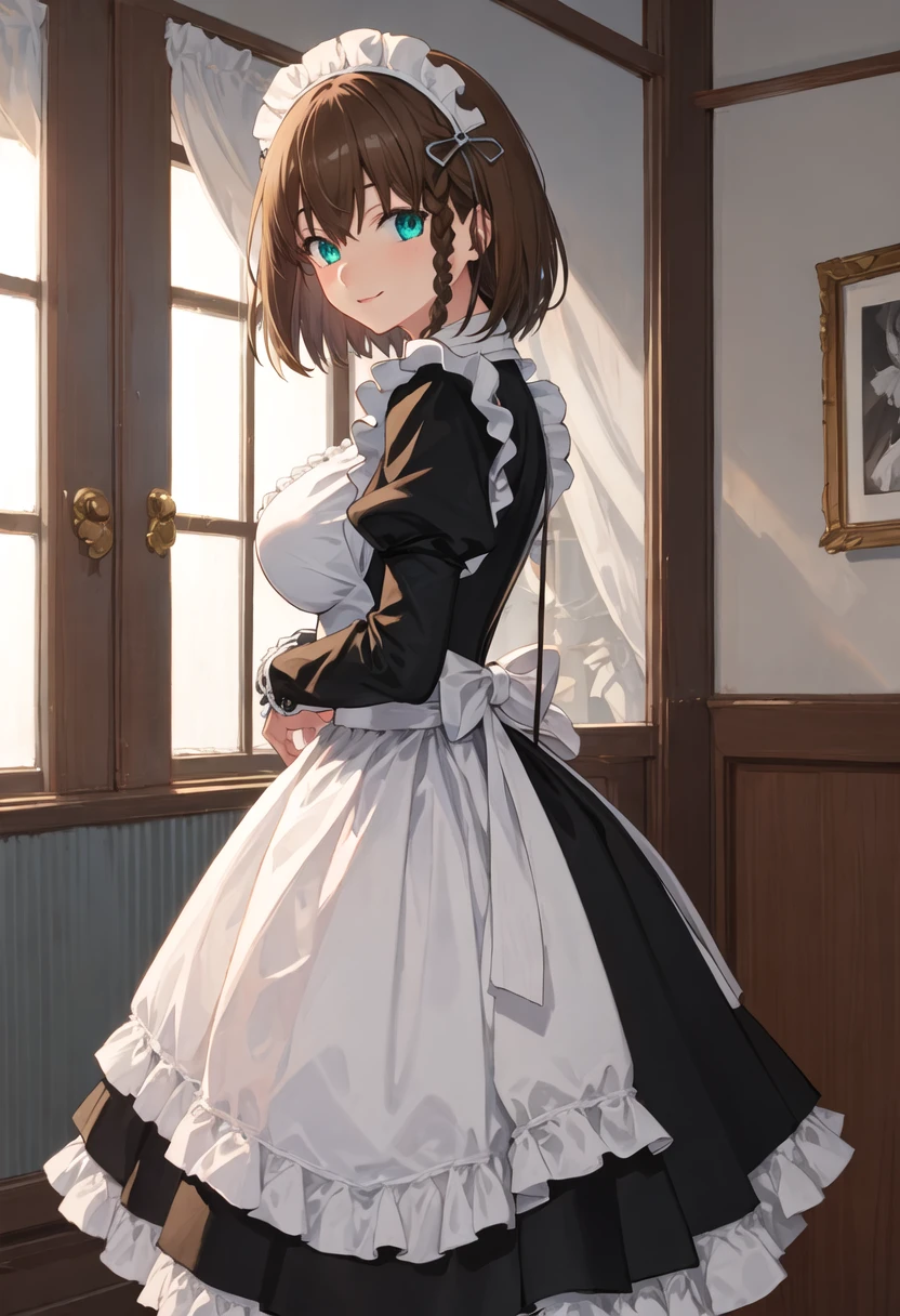 best quality, masterpiece, highres, solo, {charlotte_corday_fgo:0.90}, {maid:1.40}, {long maid dress:1.15}