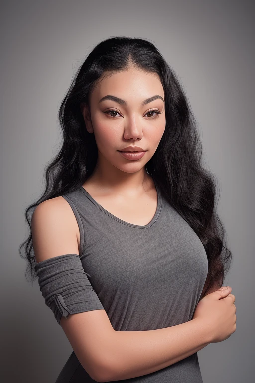 DEN_jess_taras,
(headshot:1.2) portrait on a (plain grey background:1.2), (headshot:1.2), (face focus:1.1), windswept chaotic hair, soft lighting, low contrast, low saturation,
detailed, skin pores, textured, high resolution, immaculate, 8k, raw, photorealistic, real, f1.4, bokeh, slr, <lora:epi_noiseoffset2:1> <lora:ClothingAdjuster3:-1.3>