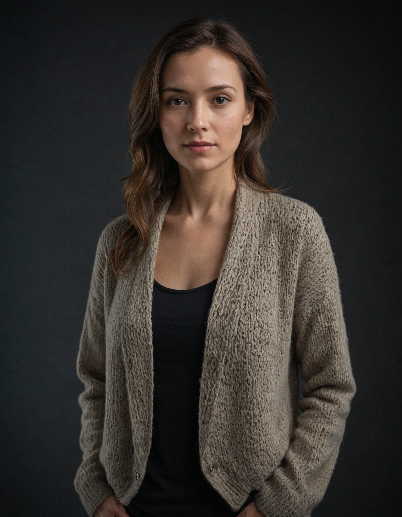 a woman, wearing sweater and pants,long hair, a photo of a daisyrdl,apartment,David Fincher style lighting,night <lora:daisyrdl-4:1> , <lora:add_detail:1> (add_detail:1.3)