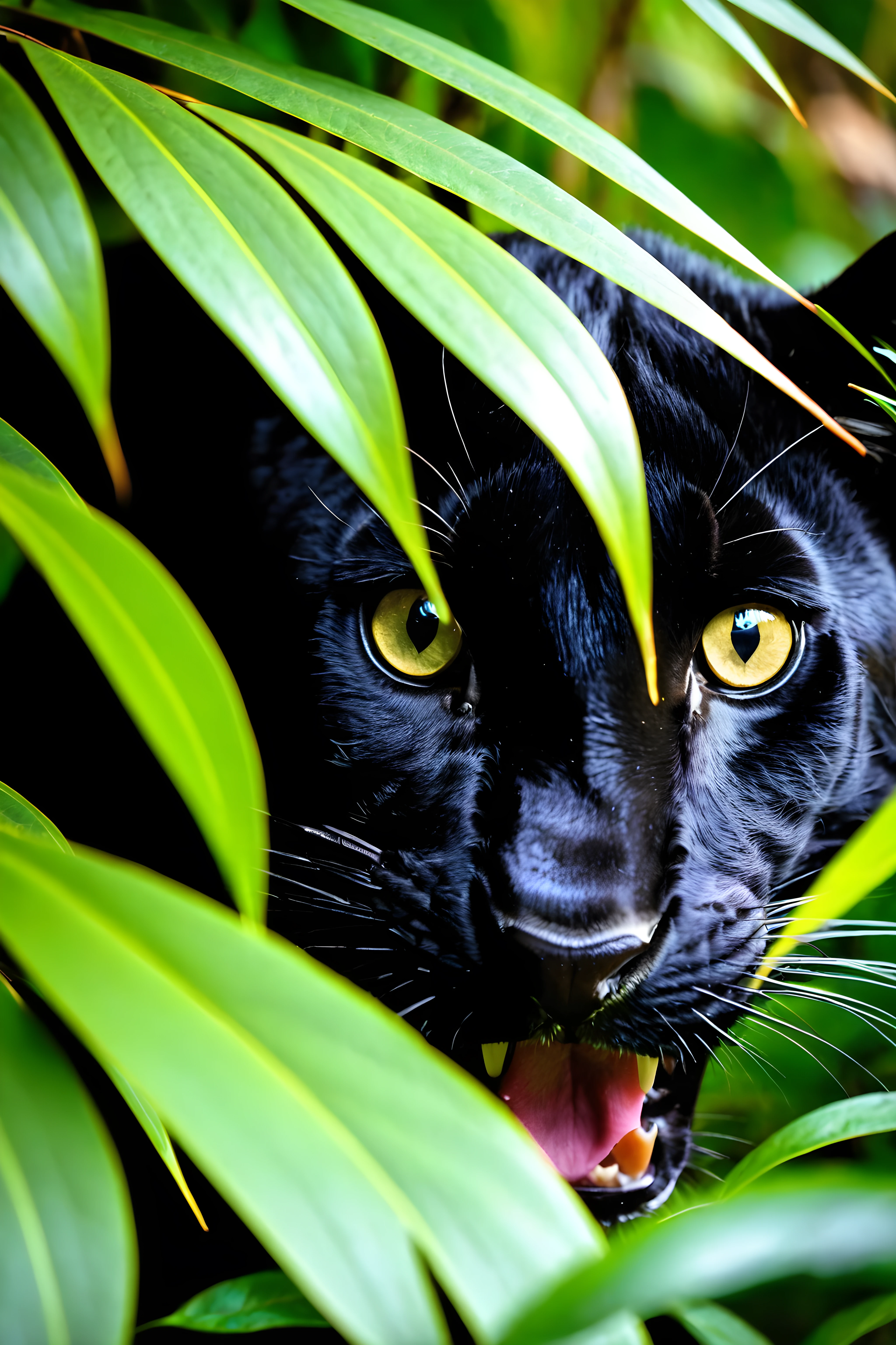 professional  macro shot,  national geographic photo, national geographic photo shoot, panther face close up hiding behind bushes, evil pupil, hunting the prey, fierce animal, hide & seek,
 award winning nature photo, natural beauty, national geographic photography,   by Alison Geissler, national geographic photo , bashful expression, bokke, 
  telescopic shot