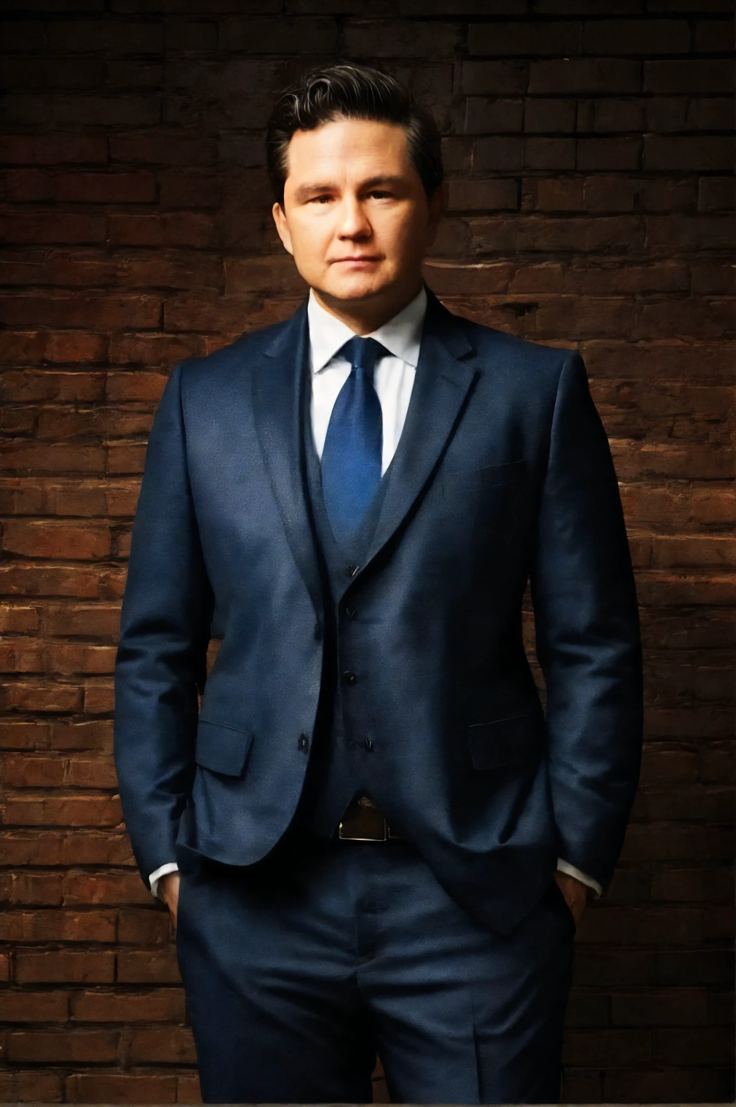 Pierre Poilievre standing, male focus, black hair, shirt, realistic, formal, suit, collared shirt, white shirt, jacket
Historic downtown and brick buildings,
best quality, masterpiece, HDR, professional, studio quality, highres,
<lora:Pierre_Poilievre:0.80>