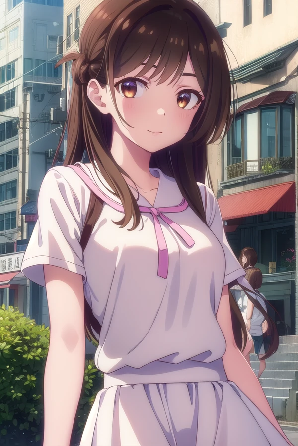 mizuharachizuru, <lora:chizuru ichinose s1-lora-nochekaiser:1>,
chizuru ichinose, long hair, bangs, brown hair, (brown eyes:1.5), one side up, smile,
BREAK skirt, shirt, short sleeves, puffy sleeves, puffy short sleeves, white skirt, pink shirt,
BREAK outdoors, city, cityscape, crowd, people,
BREAK looking at viewer, (cowboy shot:1.5),
BREAK <lyco:GoodHands-beta2:1>, (masterpiece:1.2), best quality, high resolution, unity 8k wallpaper, (illustration:0.8), (beautiful detailed eyes:1.6), extremely detailed face, perfect lighting, extremely detailed CG, (perfect hands, perfect anatomy),