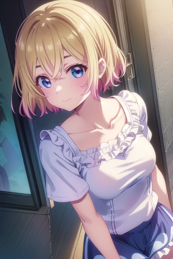 maminanami, <lora:mami nanami s1-lora-nochekaiser:1>,
mami nanami, short hair, blue eyes, blonde hair, hair between eyes, smile,
BREAK skirt, shirt, collarbone, white shirt, short sleeves, frills, shoes, socks, white socks, corset,
BREAK outdoors, cityscape, buildings, crowd, people, sun, sky, clouds,
BREAK looking at viewer, (cowboy shot:1.5),
BREAK <lyco:GoodHands-beta2:1>, (masterpiece:1.2), best quality, high resolution, unity 8k wallpaper, (illustration:0.8), (beautiful detailed eyes:1.6), extremely detailed face, perfect lighting, extremely detailed CG, (perfect hands, perfect anatomy),
