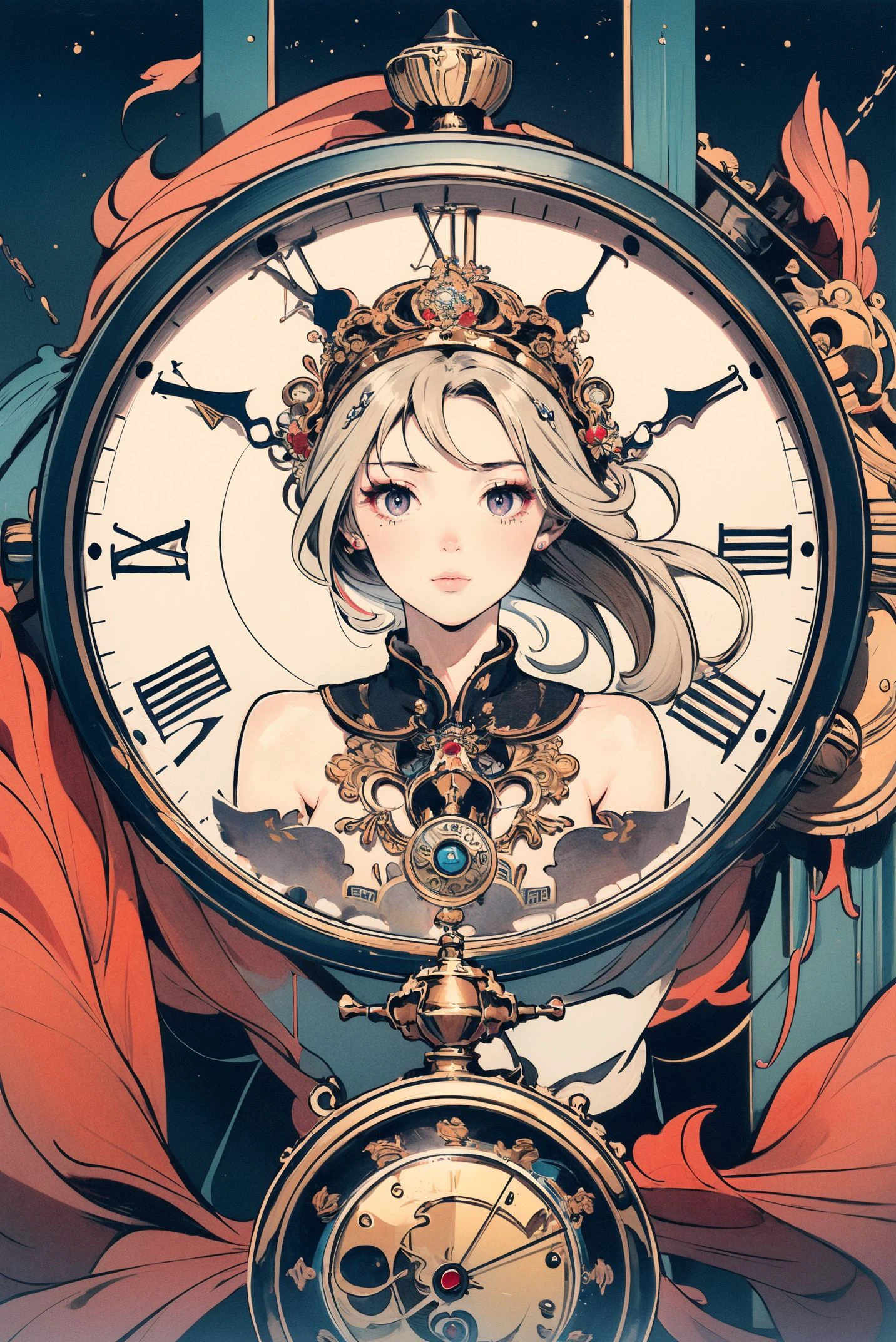 (masterpiece, top quality, best quality, official art, beautiful and aesthetic:1.2),cover art,surrealist art Clockwork "I can see for miles and miles.",dreamlike,mysterious,provocative,symbolic,intricate,detailed,