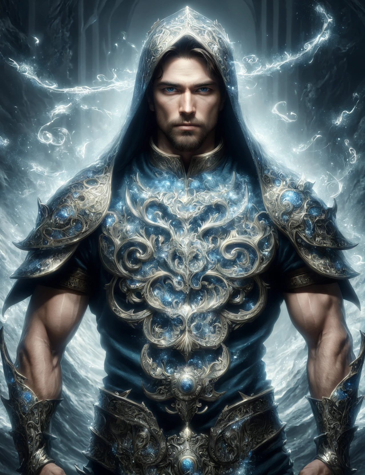 masterpiece, awesome quality, hyper detailed, DonM3lv3nM4g1c swirling elven magic, male nautolan, spy,cleric, chest armor,  <lora:DonM3lv3nM4g1c-000005:0.7>