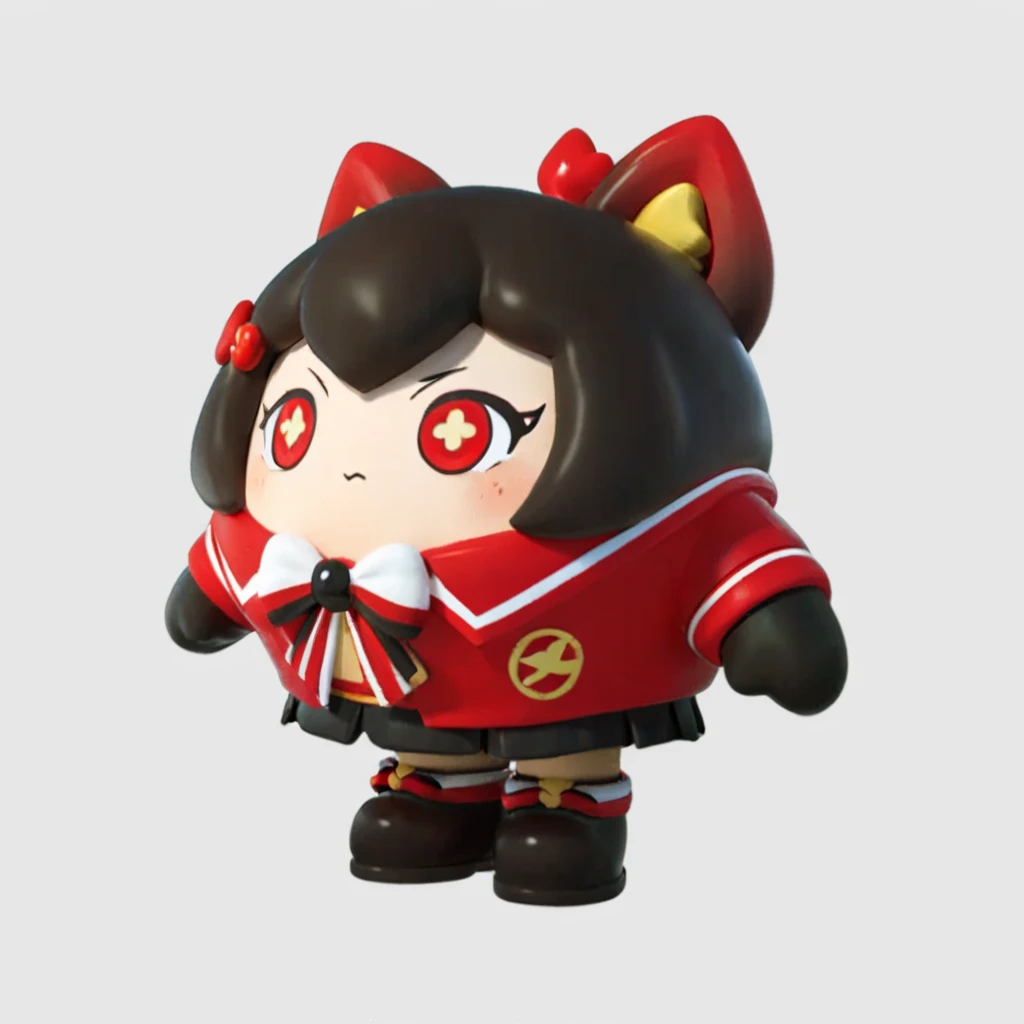 HS,3D toys, Red hair, Boy with evil expression on broken face, The horns of the firstborn demon, A standing posture., Black-green wings, looking at viewer, full body, 3d models, toys, Super Details, mockup blind box, high resolution, art, ip, c4d, blender, best quality ,full bodyesbian,Black background