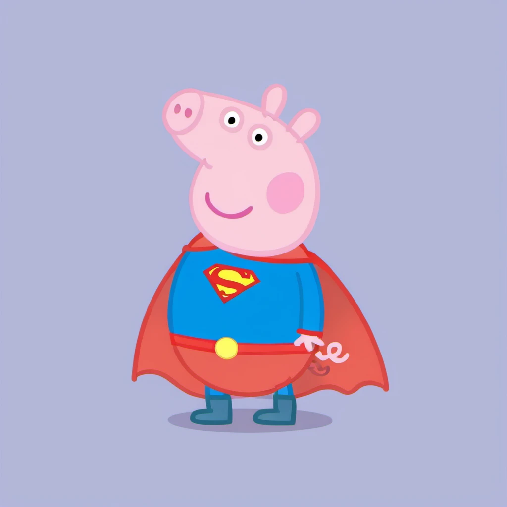 a cartoon peppa pig dressed as superman <lora:Peppa1024:0.8>