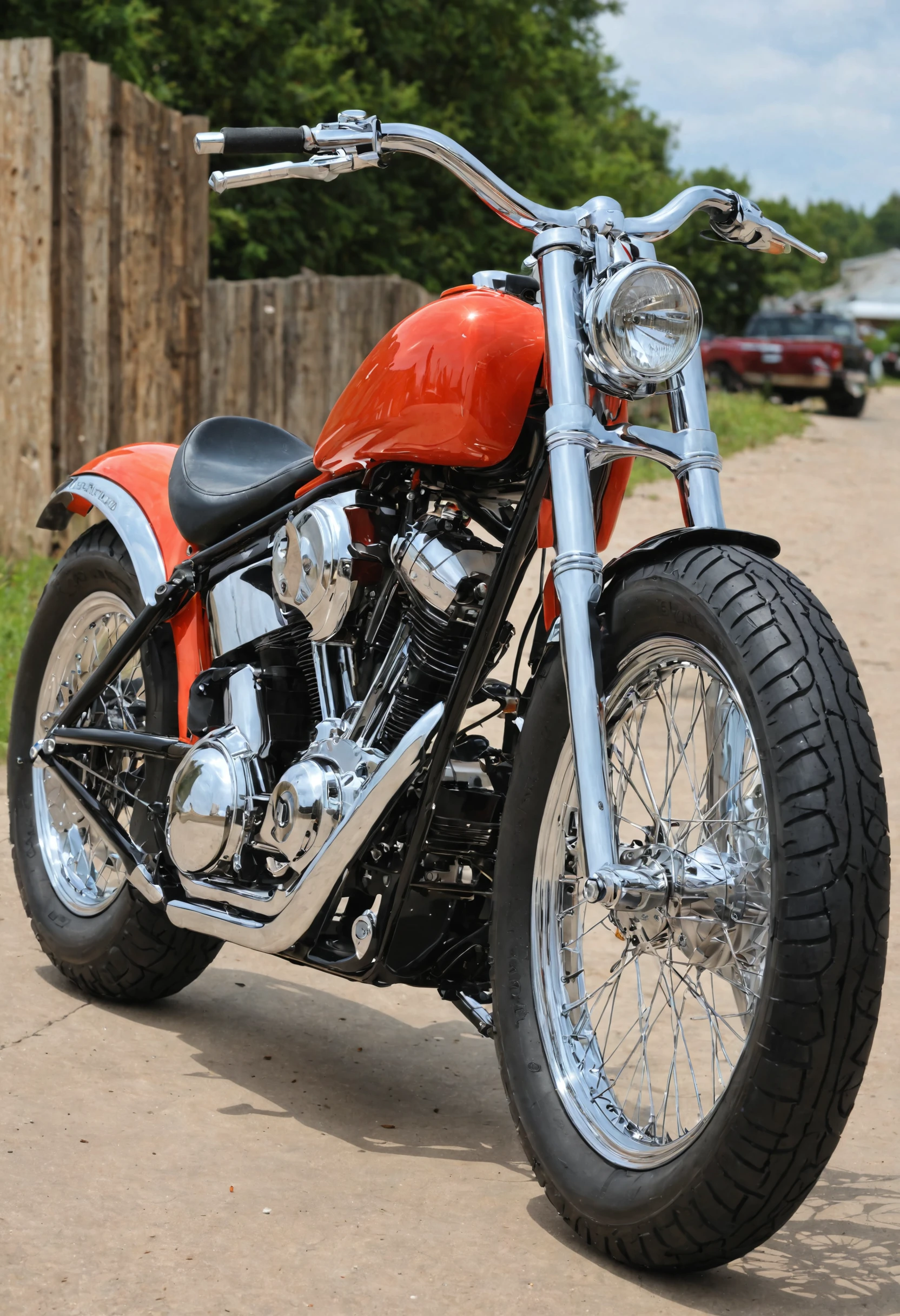 harley davisdson big bike, chrome, hardtail, flathead, ziprealism