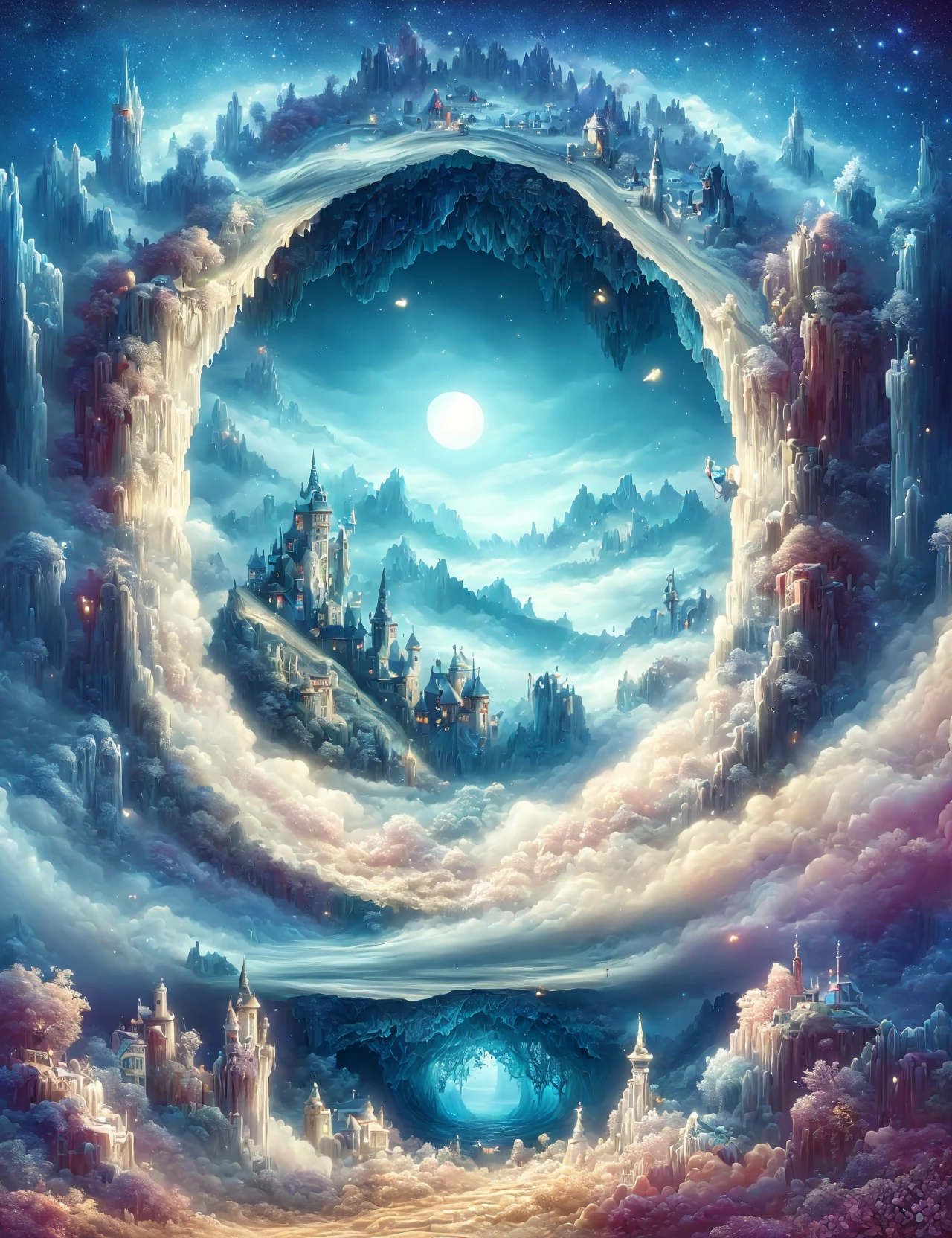 masterpiece, awesome quality, hyper detailed, DonMP4ste11F41ryT4l3, fairytale,  utopian city crevasse,sash window,mountaineer,overcast sky,     <lora:DonMP4ste11F41ryT4l3-000004:0.8>
