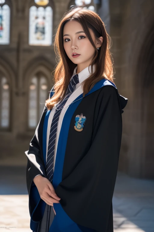 ltra-detailed,highly detailed,best quality,masterpiece,illustration,realistic,photorealistic,
1girl, solo,
ravenclaw uniform, hogwarts school uniform,
looking at viewer, upper body,
<lora:ravenclaw uniform_v1_05:0.8>