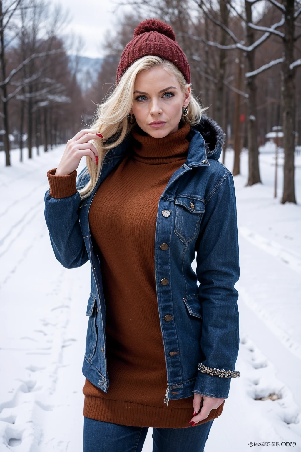 ph0enixmarie, a mature woman wearing winter clothes <lora:ph0enixmarie:0.8>