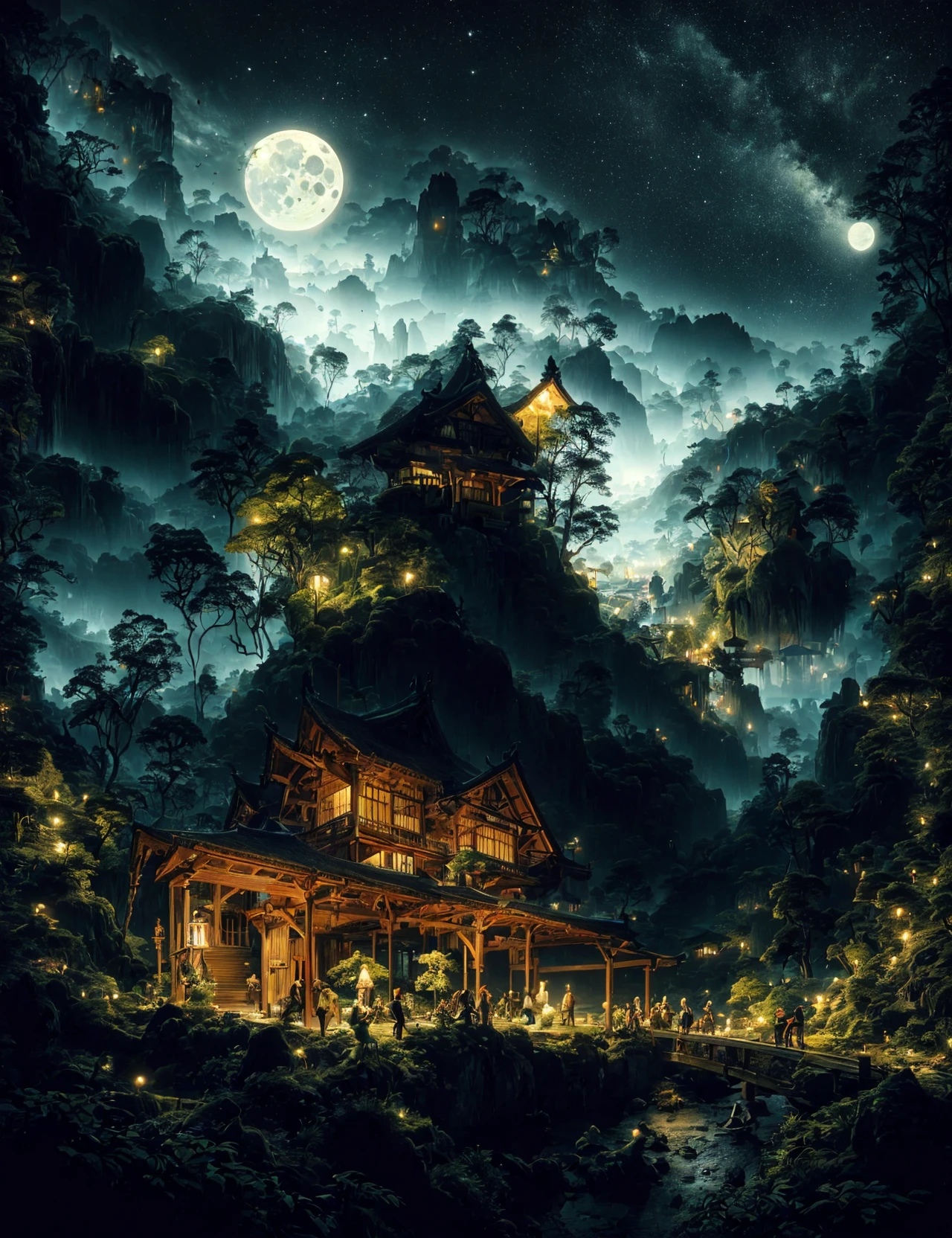 masterpiece, awesome quality, hyper detailed, DonMN1gh7 night, moonlit, fusion of praying mantis,tuatara,tengu,aardvark , <lora:DonMN1gh7:0.8>
