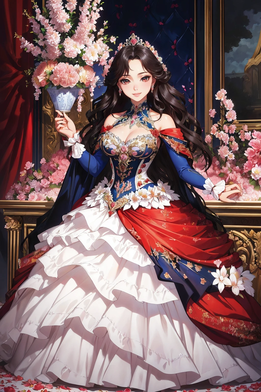 ((masterpiece,best quality,edgQuality)),smile,1girl,solo,standing,posing,
ballgown, edgPetal, a woman wearing a ballgown made of flower petals ,wearing edgPetal
 <lora:edgFlowerGown:1>