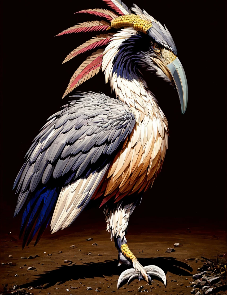 masterpiece, awesome quality, hyper detailed, DonMG30T00n, hornbill, <lora:DonMG30T00n-000006:1>
