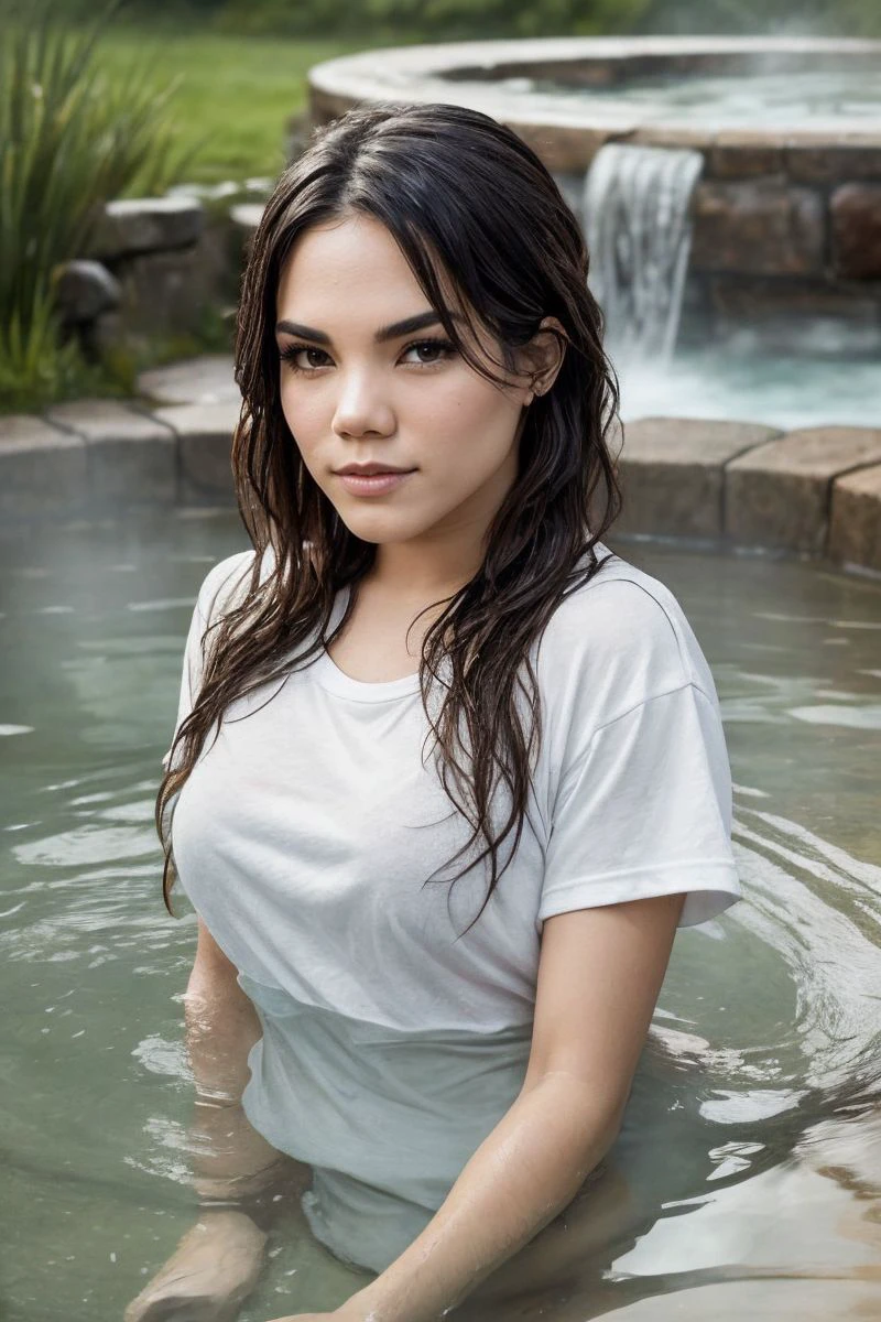 portrait of S334_KeilaniKita,a beautiful woman,sitting in a (hot-spring:1.1),wearing an (oversized-t-shirt:1.1),(wet-hair),(geyser),(4k, RAW photo, best quality, depth of field, ultra high res:1.1),(absurdres, intricate, photorealistic, masterpiece, ultra-detailed:1.1),