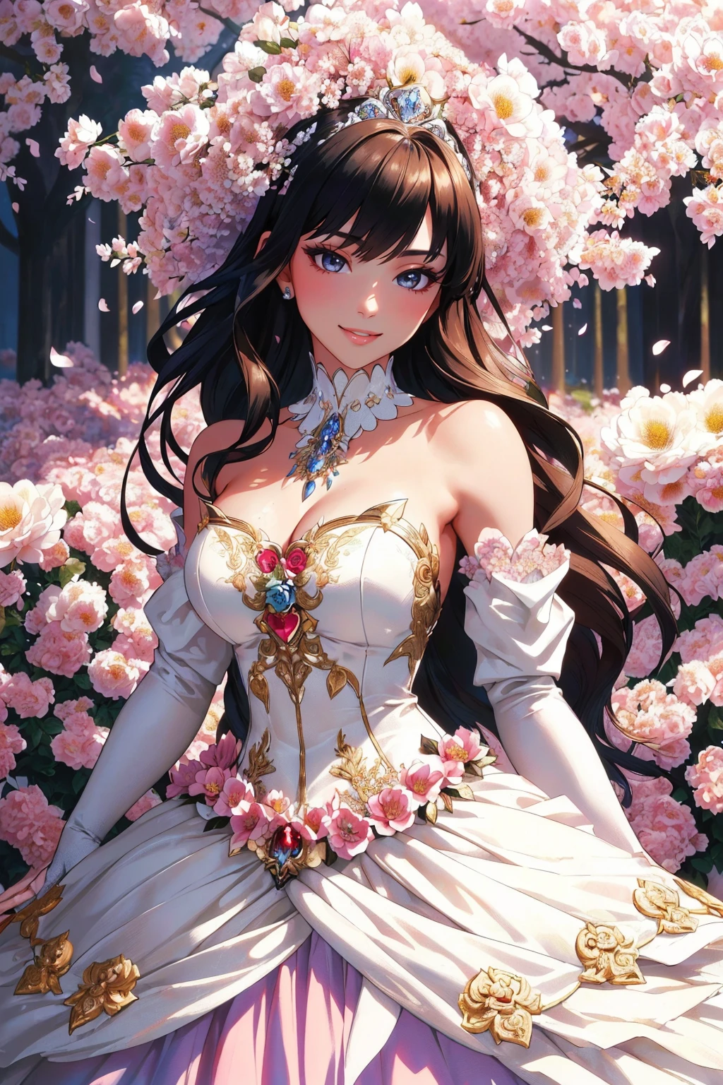 ((masterpiece,best quality,edgQuality)),smile,1girl,solo,standing,posing,
ballgown, edgPetal, a woman wearing a ballgown made of flower petals ,wearing edgPetal
 <lora:edgFlowerGown:1>