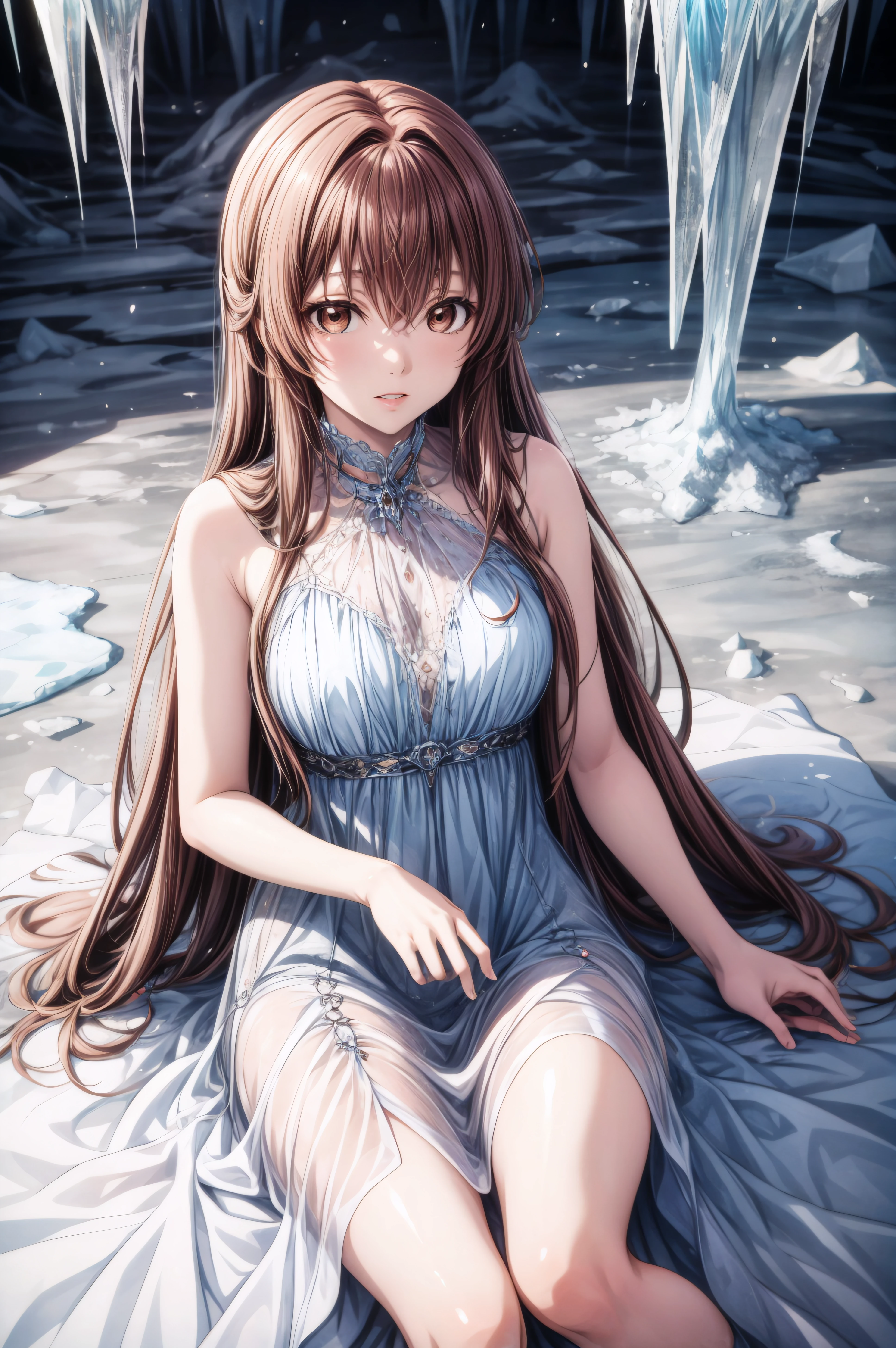 (masterpiece, best quality), <lora:shouko nishimiya v2-lora-Faxtron:0.8> shouko nishimiya, brown eyes, light brown hair, long hair, <lora:Ice-Fashion-V1:0.8> ice, dress,
<lora:add_detail:0.8>,