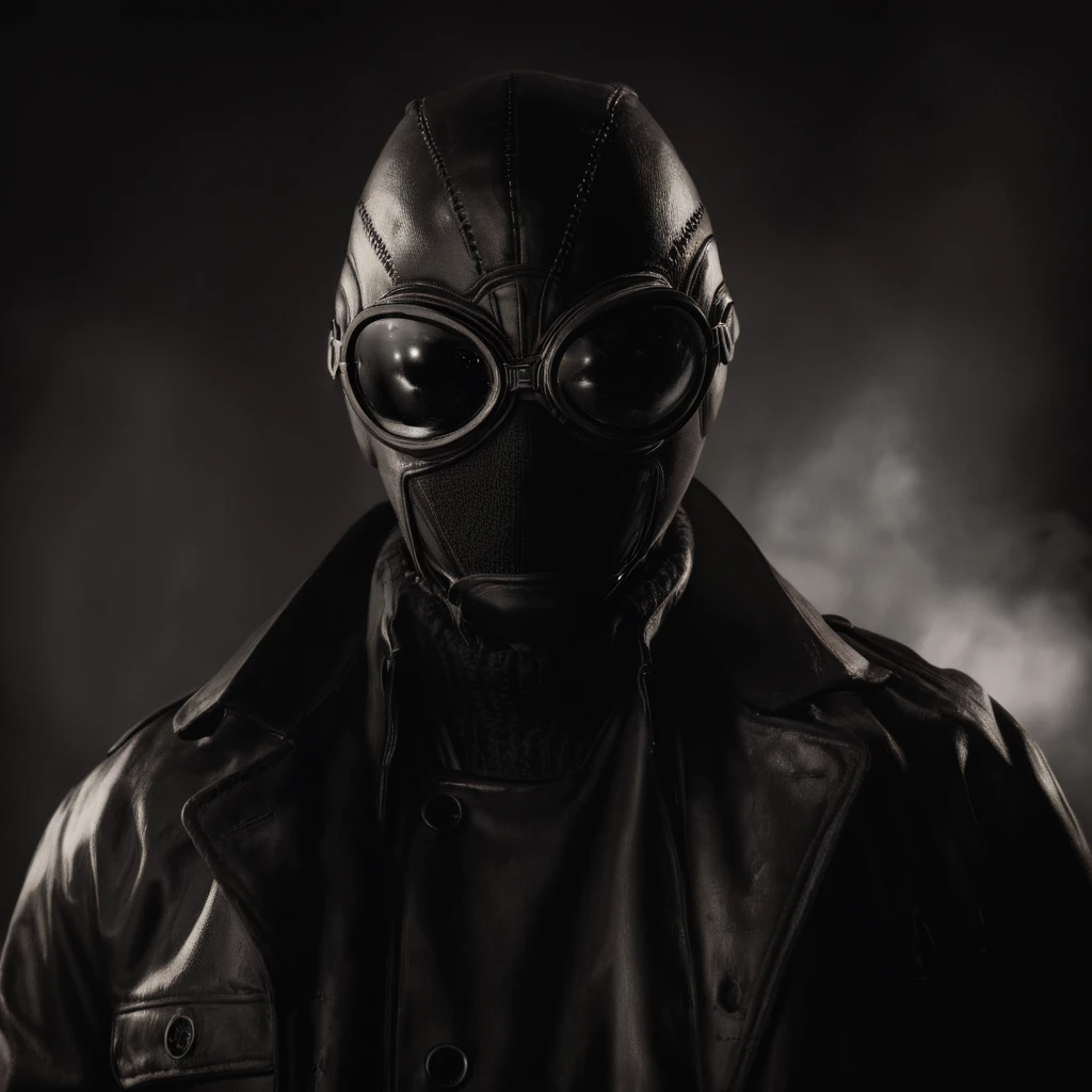 cinematic film still of  <lora:Spider-Man Noir:1>
Spider-Man Noir a man wearing a leather jacket and goggles in Marvel Noir universe,solo,1boy,jacket,upper body,male focus,mask,goggles,leather,leather jacket , dark theme, cinematic noir, dramatic Light, shallow depth of field, vignette, highly detailed, high budget, bokeh, cinemascope, moody, epic, gorgeous, film grain, grainy