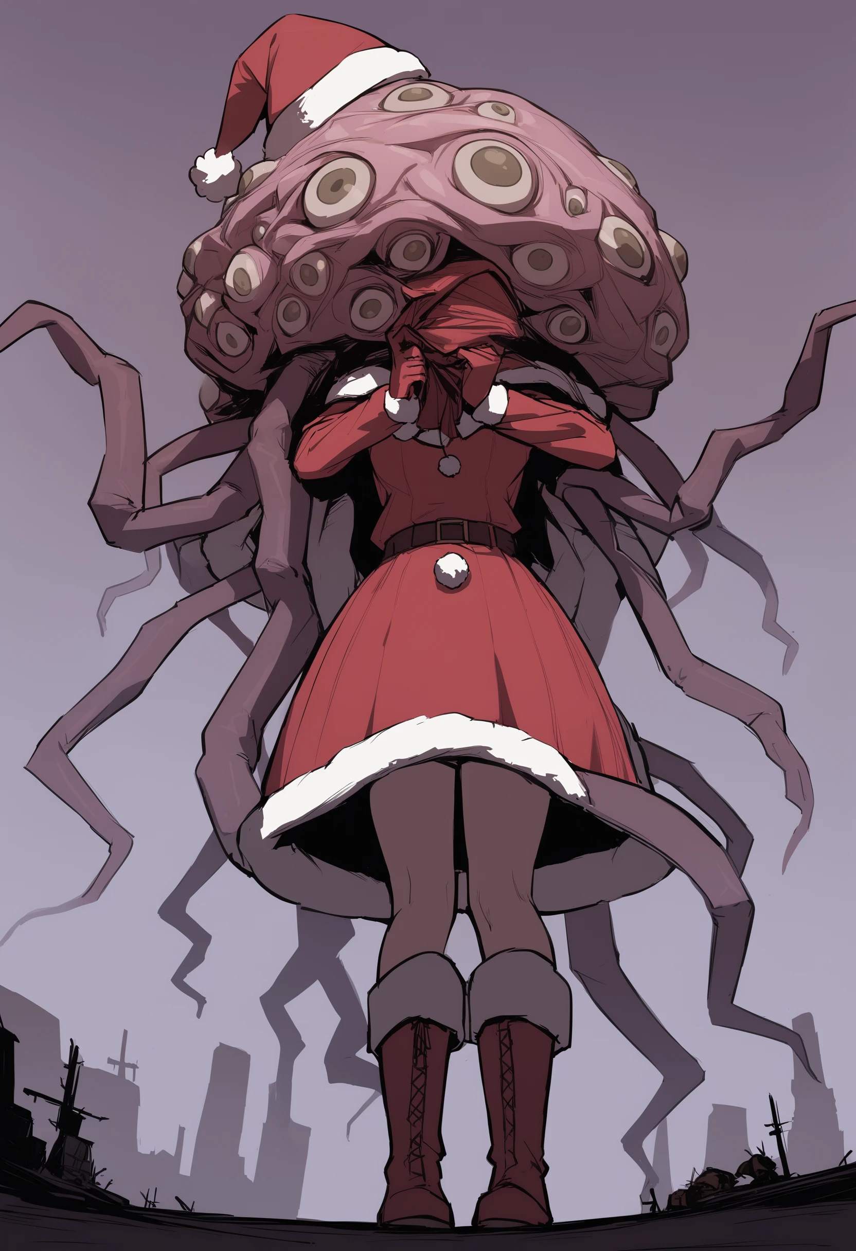 1girl, winter lantern,bloodborne,<lora:ranranXLv1:0.7>,santa hat, santa costume, santa dress, santa boots, santa gloves,
monster, eldritch abomination, tentacles, extra eyes,
masterpiece, best quality,