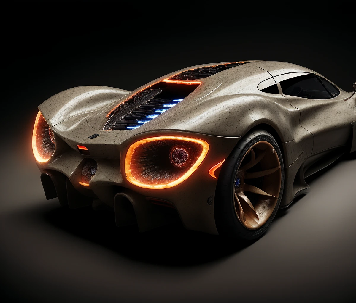 dark shot, epic realistic, (glowing nepenthes inspired sport car in shape of nepenthes illuminated ), engine, faded, neutral colors, hdr, muted colors, hyperdetailed, cinematic, warm lights, dramatic light, intricate details, complex background, rutkowski, pastel, vignette