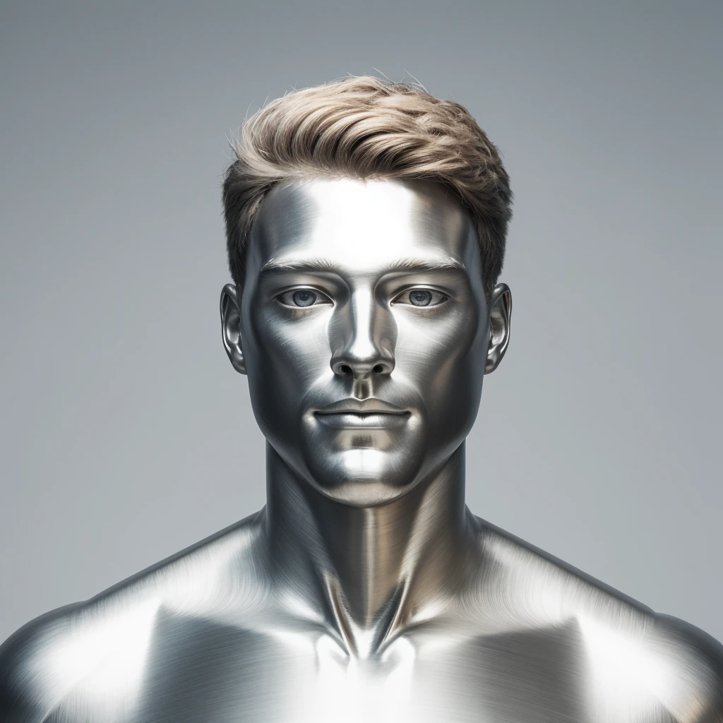 Portrait of a Brushed Steel man made of Brushed Steel