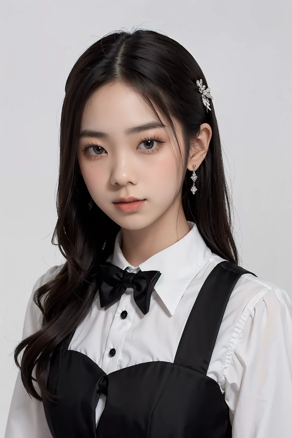 1girl, black formal attire, white background, <lora:psk_tyk-02:1>