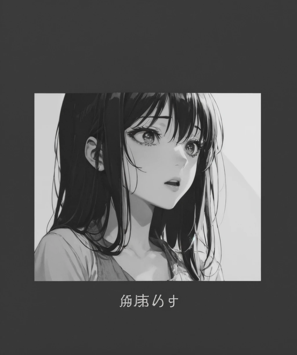 monochrome,greyscale,comic,black background,1girl,solo,<lora:black_moment_pic-09:1>,