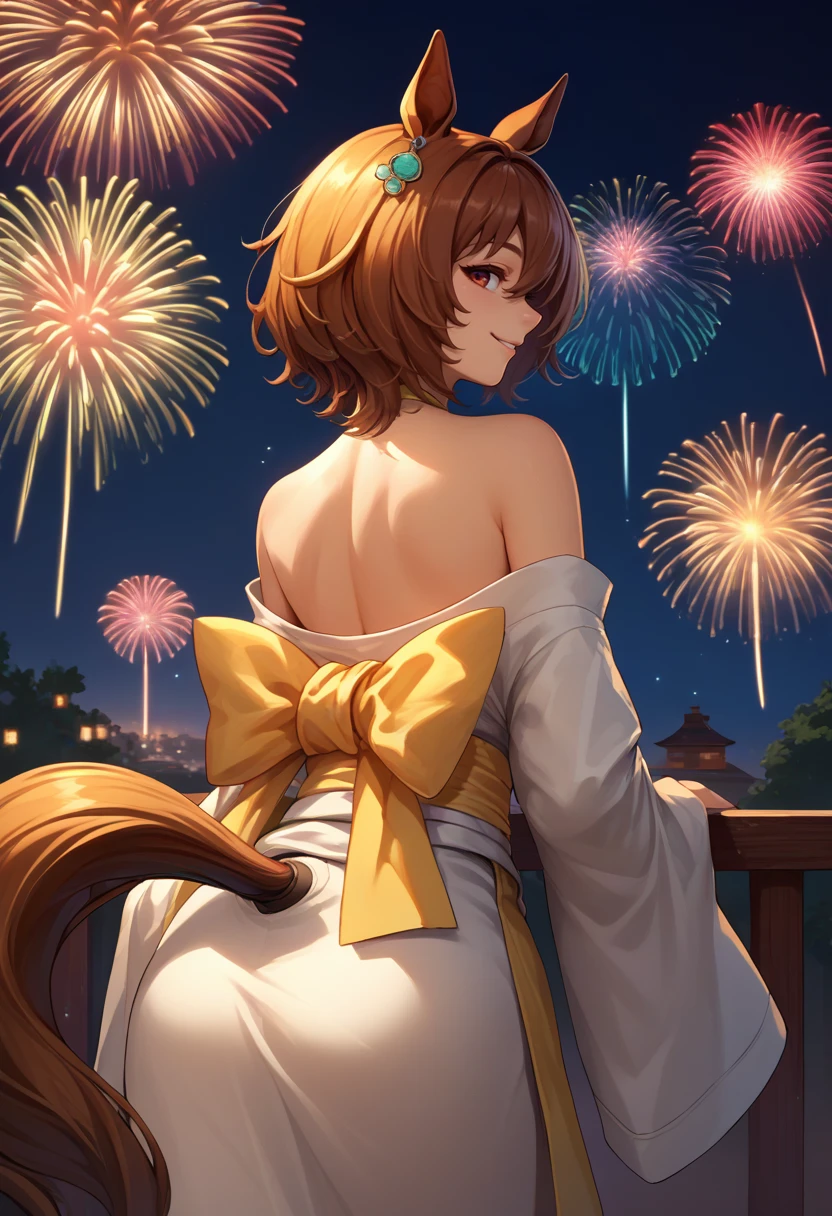dantsu_flame\(umamusume\), hiten kei style, claude monet, oil painting, masterpiece, hyper realistic, realistic skin, best quality, 1girl, seaside, large breasts, huge nipples, topless, full body, vector illustration, light smile, bangs, ponytail, stomach, navel, bare shoulders, brown hair, horse ears, horse tail, wet, soaked, raining, pink sarong, sky, open mouth, sunset, resting, resort, wet body, beach, washing her body, taking bath, arched back, evening, torches, bonfire, festival, fireworks, peace sign, walking on sand, arched back, nipples, hands up, stretching, pendant necklace, dynamic pose, dancing