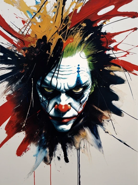 abstract expressionist painting by Tsutomu Nihei,(strange but extremely beautiful),(masterpiece, best quality),in the style of nicola samori,The Joker, . energetic brushwork, bold colors, abstract forms, expressive, emotional