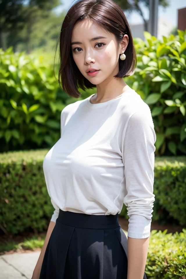 1girl,sexy pose,best quality,masterpiece,illustration,an extremely delicate and beautiful,CG,unity,8k wallpaper,Amazing,finely detail,masterpiece,official art,extremely detailed CG unity 8k wallpaper,incredibly absurdres,huge filesize,ultra-detailed,highres,extremely detailed,beautiful detailed girl,realistic,full frontal,outdoors,turtleneck shirt,skirt,light contrast,<lora:Hwang JungEum:0.8>,