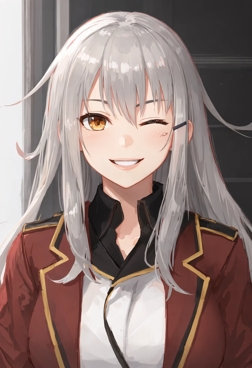 best quality, masterpiece, highres, solo, {gangut_kantaicollection:0.90}, smile, happy, one_eye_closed, portrait, looking at viewer