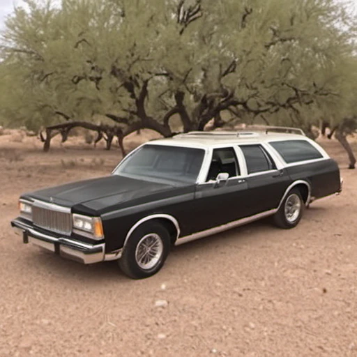 <lora:stationwagon_loha:1>st4tionwag0n, station wagon, ground vehicle, motor vehicle, no humans, desert, nature, car, tree, scenery, outdoors, vehicle focus, grass, truck, day, road, black paint