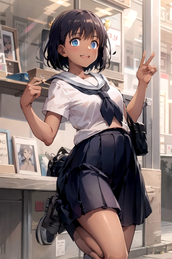 best quality,masterpiece,1girl,solo,(((NSFW))),(((9years old))),japanese girl,an extremely cute and beautiful girl,highly detailed beautiful face and eyes,petit,cute face,lovely face,baby face,shy smile,show teeth,black hair,medium short hair,Hairless pussy,flat chest,skinny,slender,(((wearing a wet transparent white short shirt and grey mini skirt))),(((standing in a classroom))),she is looking at the viewer,hands lift up dress,(upskirt above the waist:1.1),(no panties:1.1),(legs spread wide:1.1),(no bra:1.1)