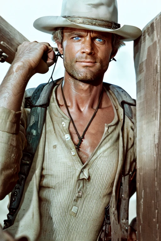<lora:TerrenceHillLora:1> 1boy, blue eyes, blonde hair, realistic, manly, cowboy western, cowboy hat, collared shirt, facial hair, suspenders, coat,  PA7_Portrait-MS, upper body, beautiful eyes, beautiful man, high detail skin, high detail eyes, high detail hair, highres, ultra detailed, sharpen picture, Highly detailed, masterpiece, best quality, photorealistic,