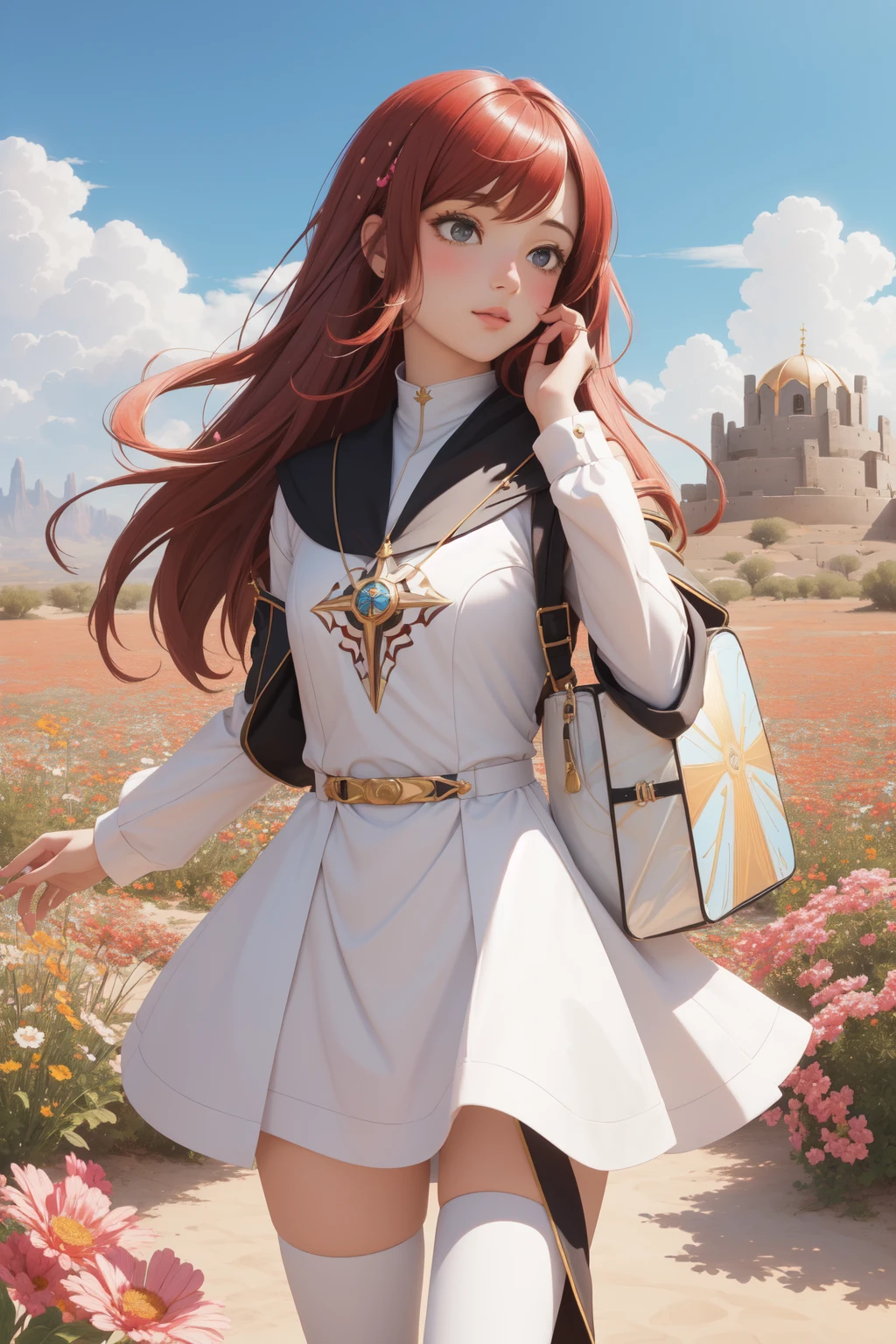 1girl, (whimsical art stylized by Loish:1.3) and (Samuel Melton Fisher:1.0) and (Hans Memling:1.3) , detailed, Shameless, over the shoulder shot of a Geometric Abstract Art Simple ("Epidemiology":1.3) , from inside of a Sturdy The Sonoran Desert, Burgundy flowers with Bush, Sunny, Sharp and in focus, Maximalist, Fearful, Aetherpunk, hair light, Low shutter, Low Contrast, concept art, Ebru, award winning, ultra high res
