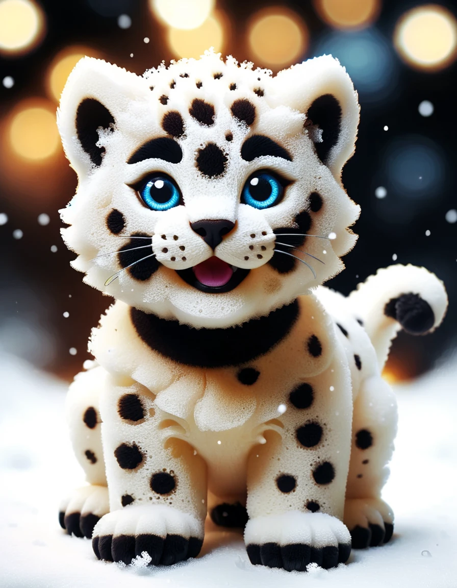 style by (Clay Mann:2.5),unique realistic (fluffy cute snow-panther puppy:1.8) phantasmagoria, Christmas Night Atmosphere,Dynamic Angle,Dramatic Lighting,strom-snowfall detailed winter masterpice,digital painting, made out of ral-ktchzpong <lora:ral-ktchzpong:1>