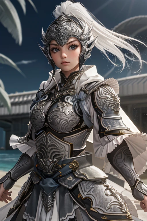 <lora:Hxarmour_007>,, hxarmour,1girl,(Antique Gray armour:1.3),Coral Reef Reflective Surface,