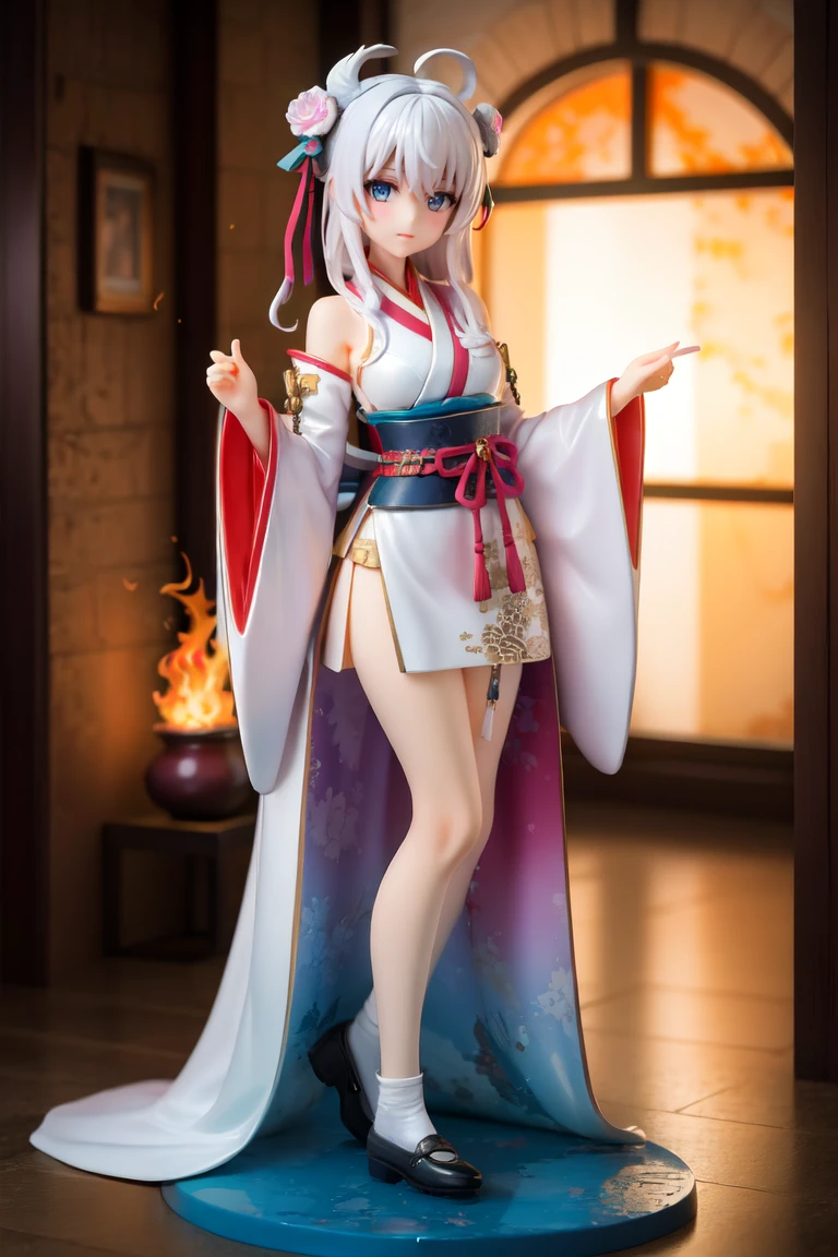 masterpiece,best quality,figma,1girl,medium breasts,(masterpiece, top quality, best quality, official art, beautiful and aesthetic:1.2), (1girl:1.2), cute, extreme detailed,(abstract:1.4, fractal art:1.3),(silver_hair:1.1), fate \(series\), colorful,highest detailed, fire, ice, lightning, (splash_art:1.2), jewelry:1.4, hanfu, ,  scenery, ink,