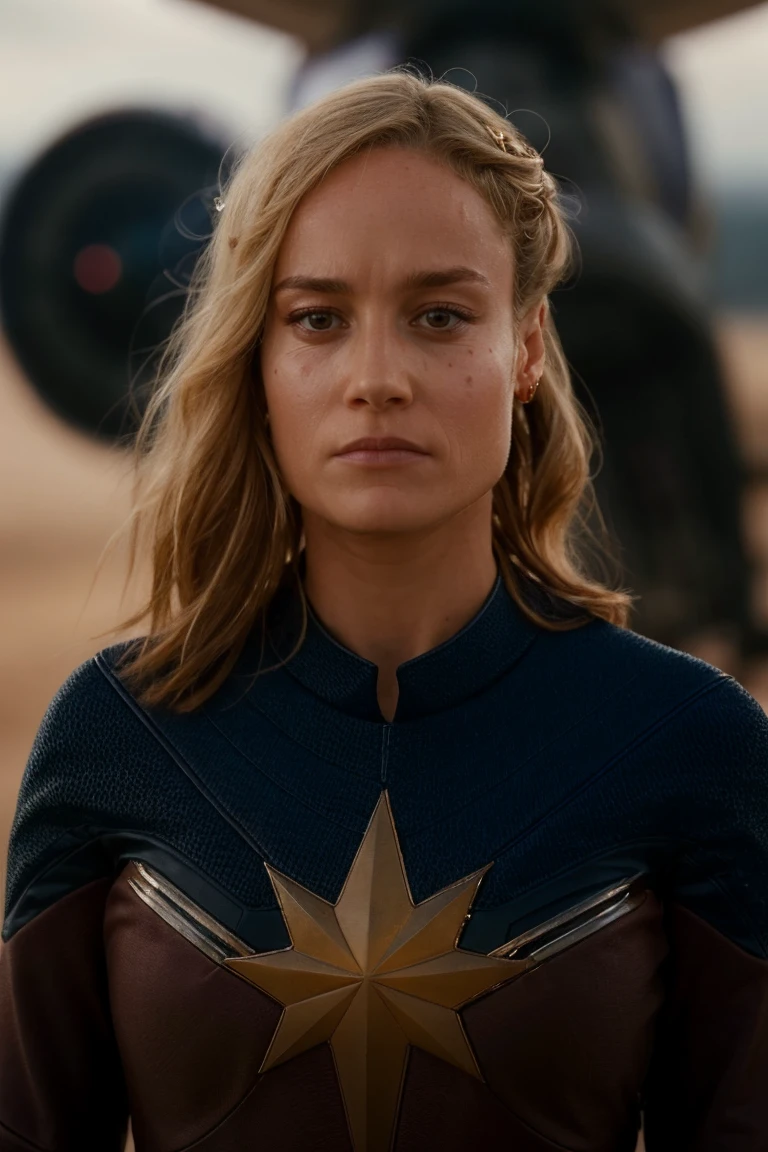 1girl, solo, portrait, (looking at viewer:1.2), focus on face, blurry_background, bokeh, chromatic_aberration, depth_of_field, female focus, photorealistic, soft colors, masterpiece, high quality, (high detailed skin:1.1)
 <lora:captain_marvel_tm_lora_v01:1> marv3l, n3wst